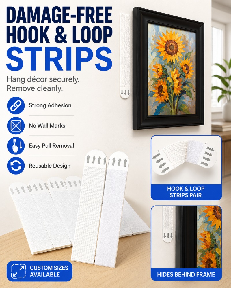 Picture Hanging Strip - 12-120 Pairs Removable Adhesive Hook Loop