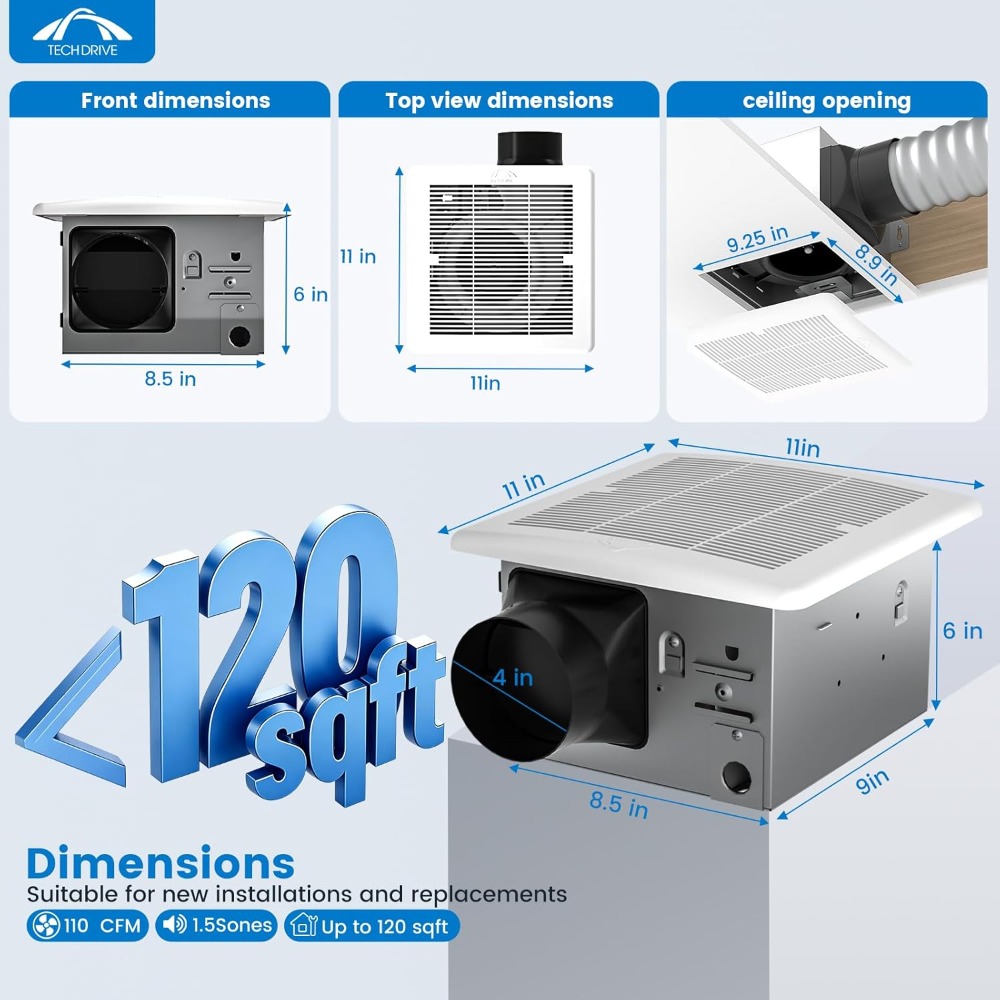 Super Quiet 110 CFM Bathroom E – Ceiling Fan Mount Bewertung und Preis