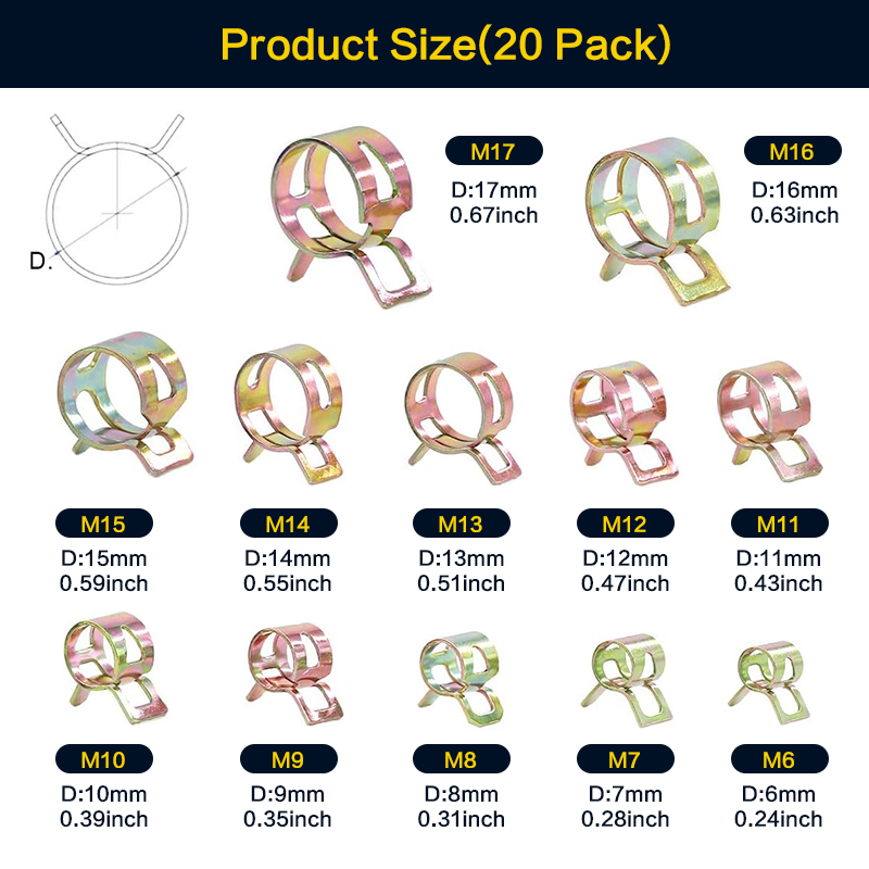 20 Pcs 6-17mm Spring Hose Clam – Hose Clamp Assorted Bewertung und Preis