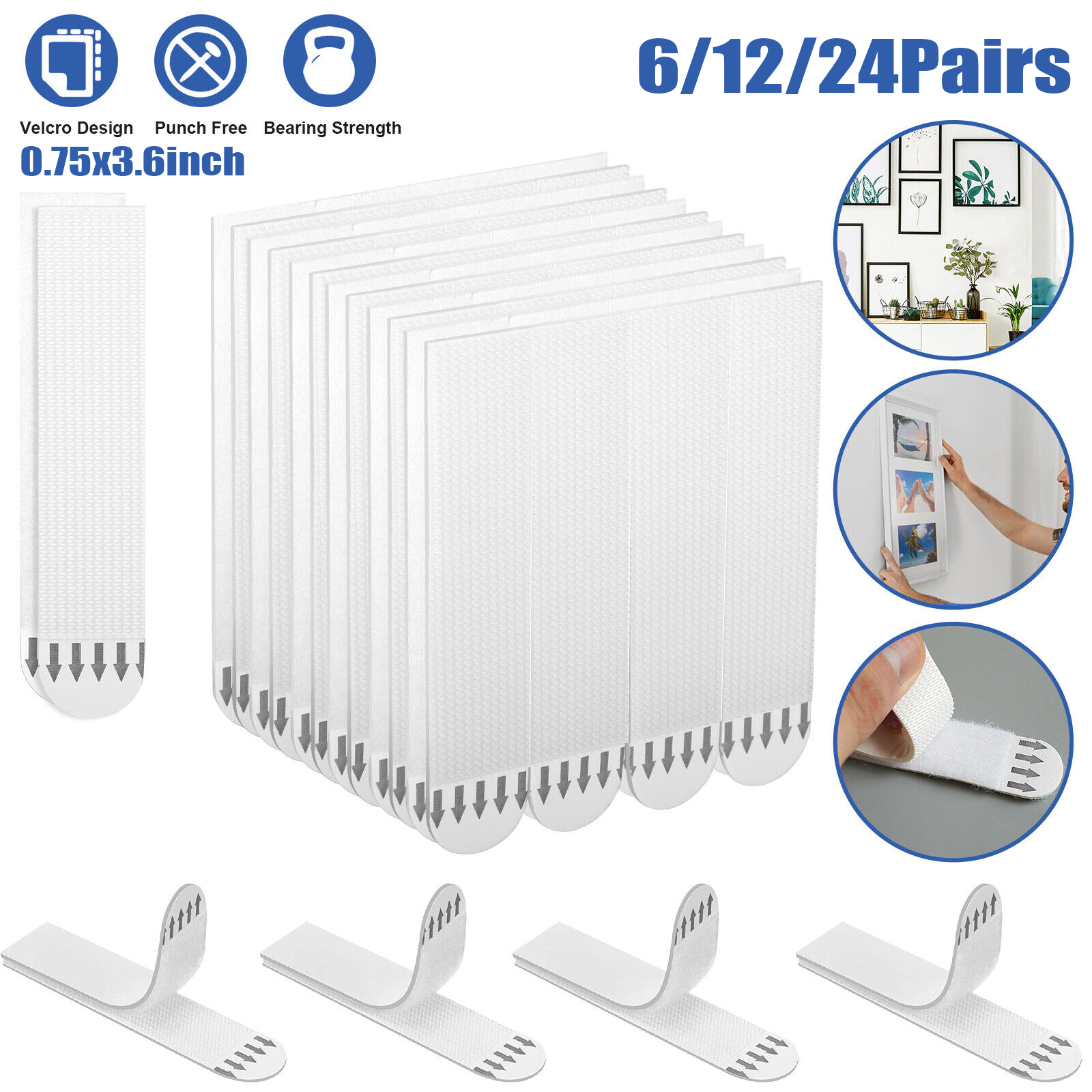6-24 Pairs Picture Hanging Str – Picture Hanging Strip Bewertung und Preis