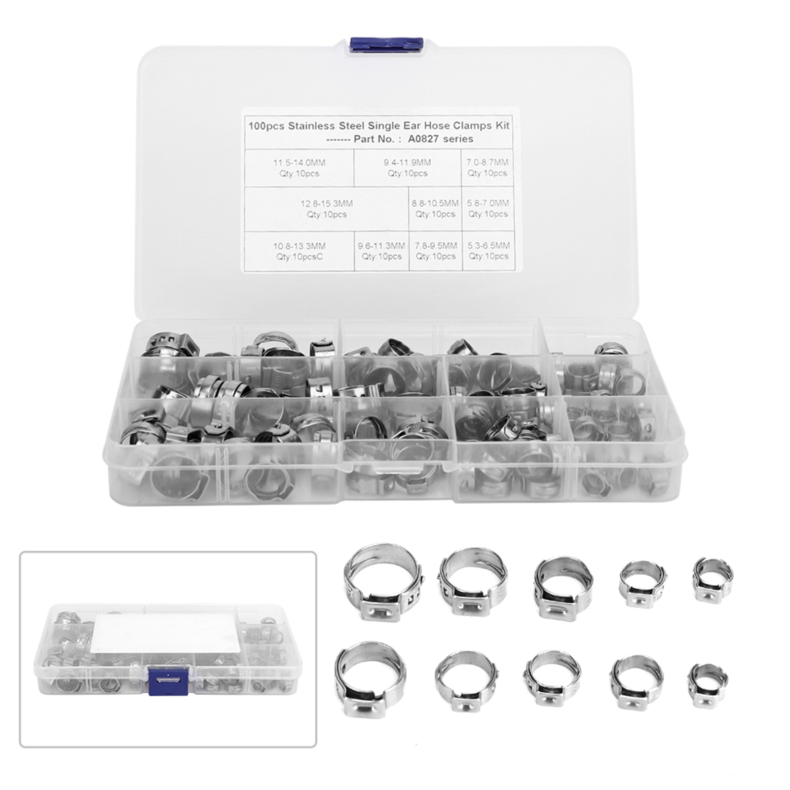 100pcs Hose Clamp Single Ear C – Hose Clamp Assorted Bewertung und Preis
