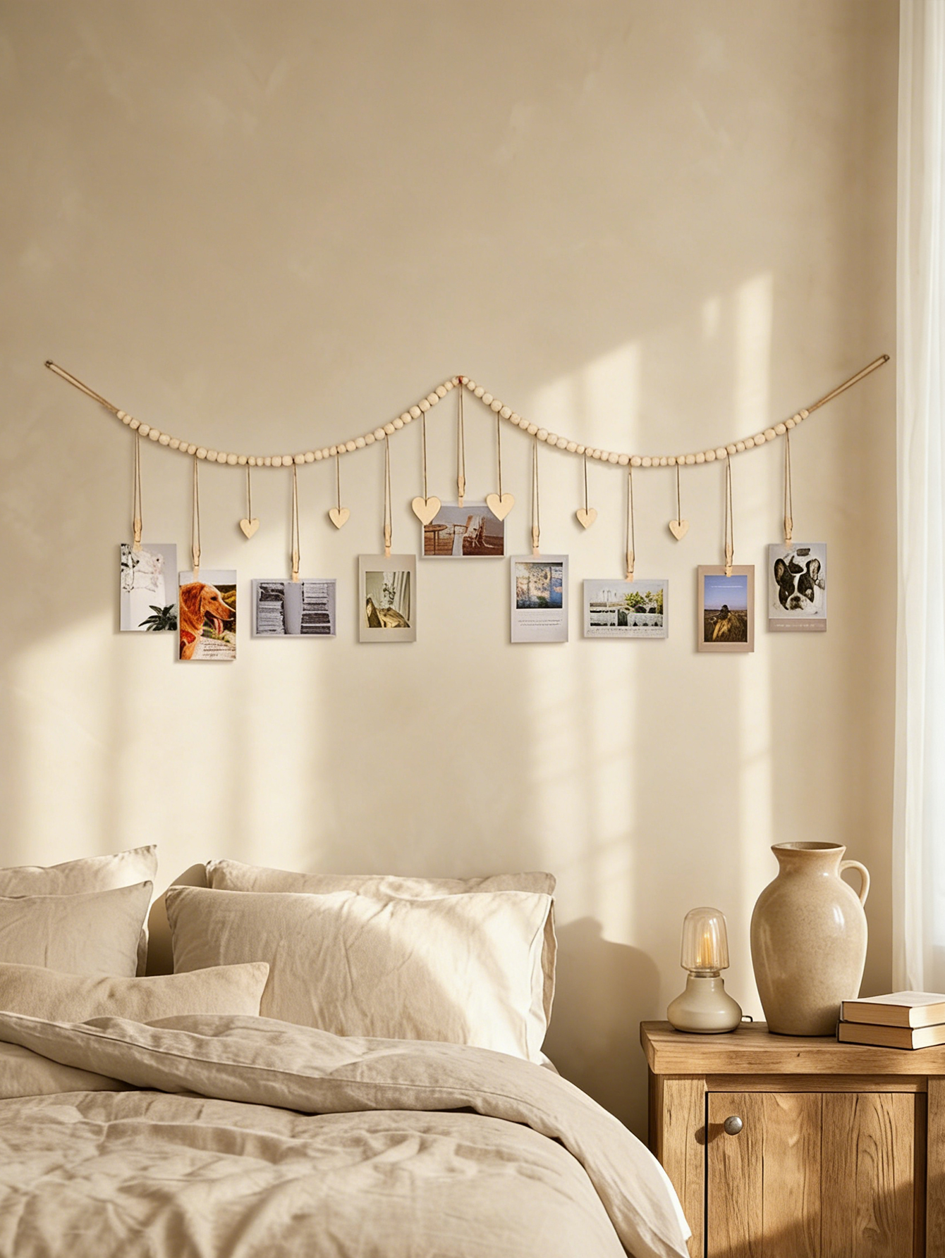 Wooden Bead Photo Garland with – Picture Hanging Strip Bewertung und Preis