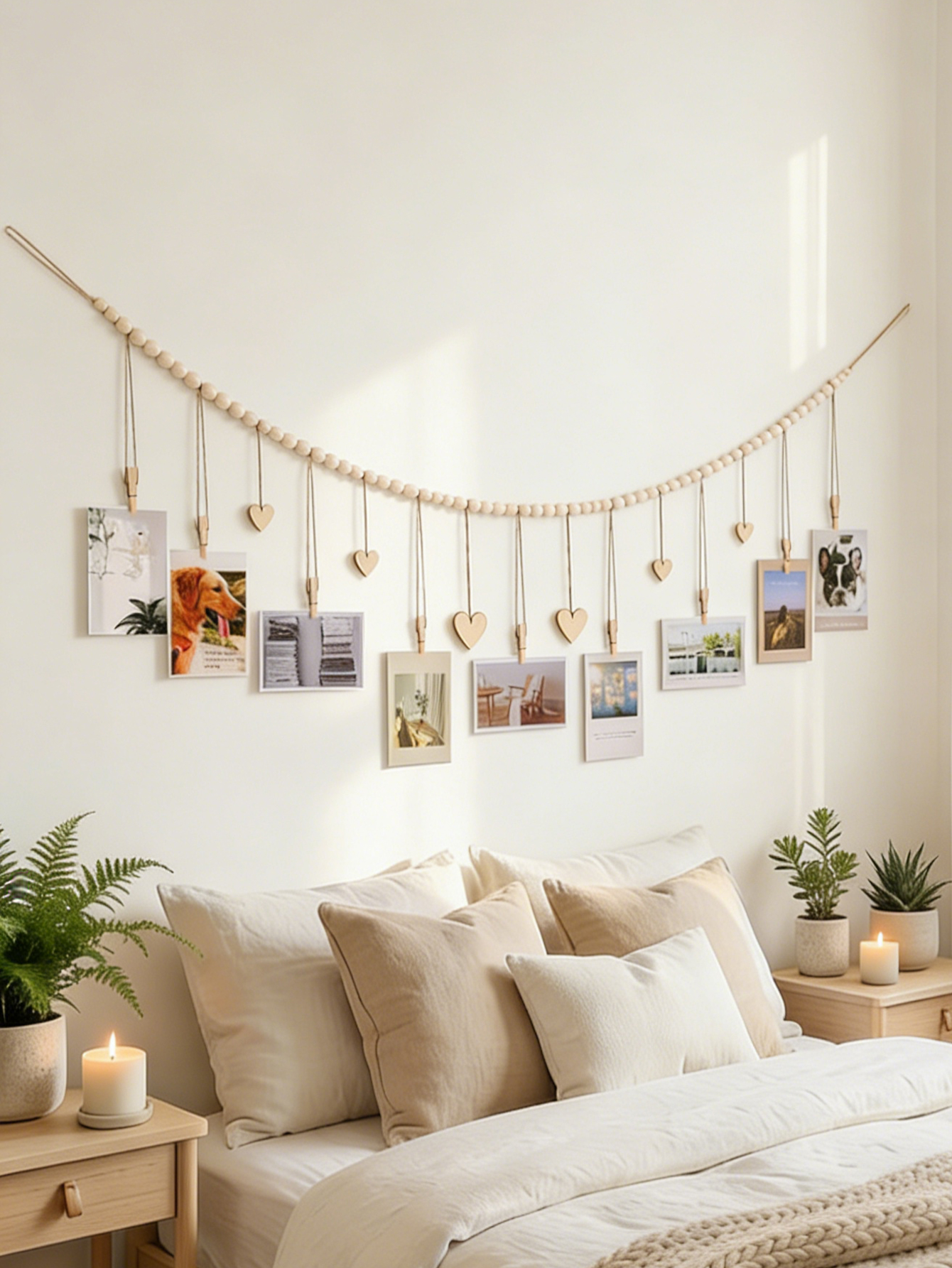 Wooden Bead Photo Garland with – Picture Hanging Strip Bewertung und Preis