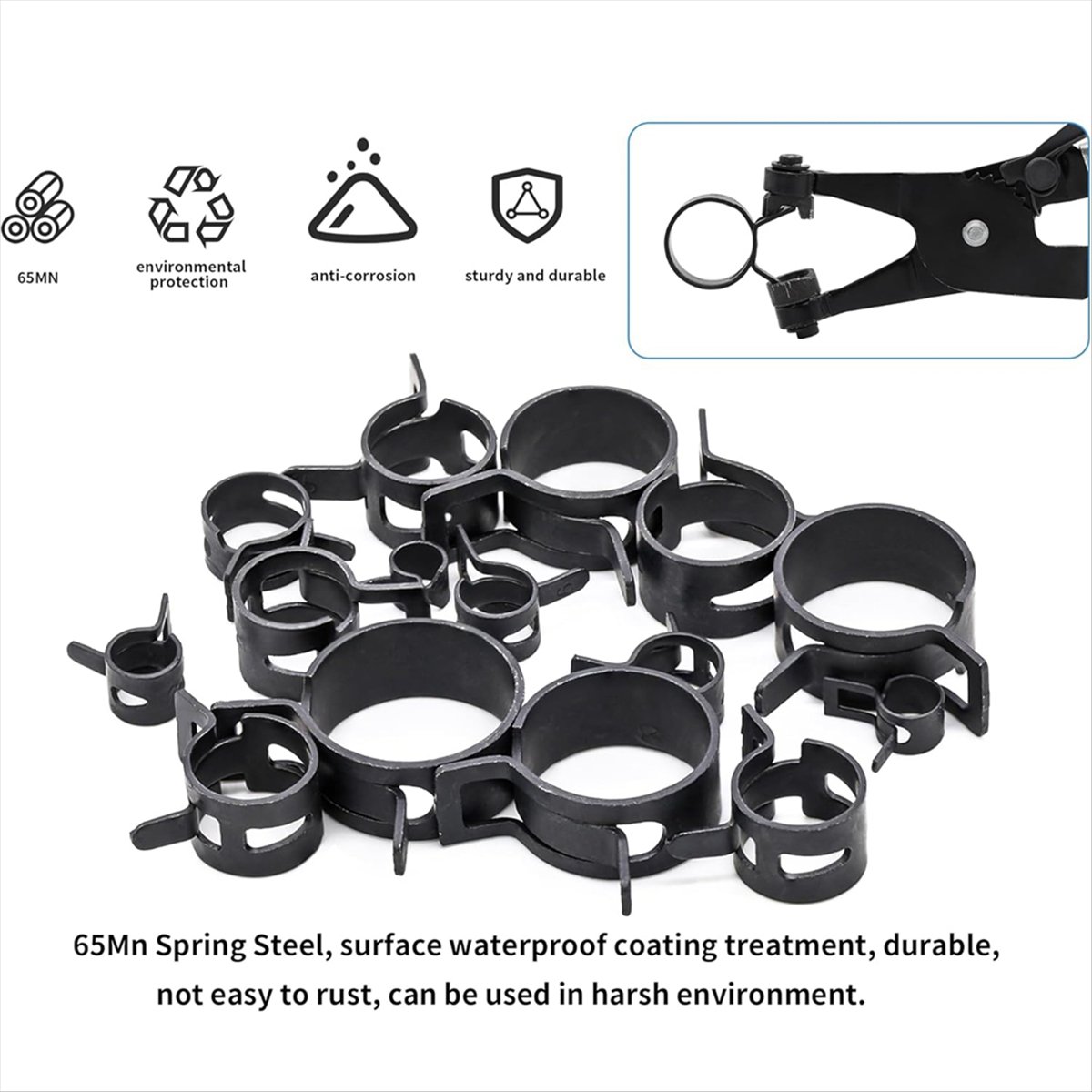 *N21R 130Pcs 6-25mm Spring Ban – Hose Clamp Assorted Bewertung und Preis